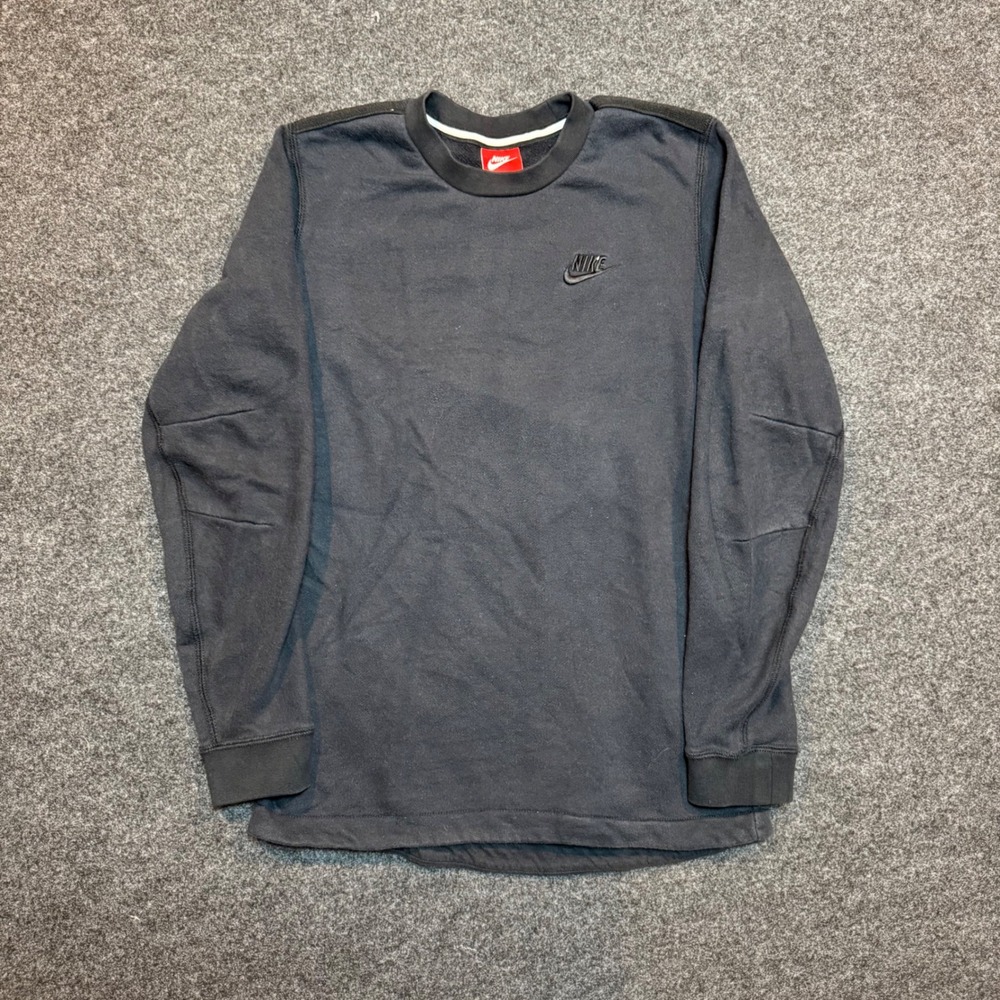 Nike Sportswear Crewneck Sweatshirt Black French Terry Logo Mens XS